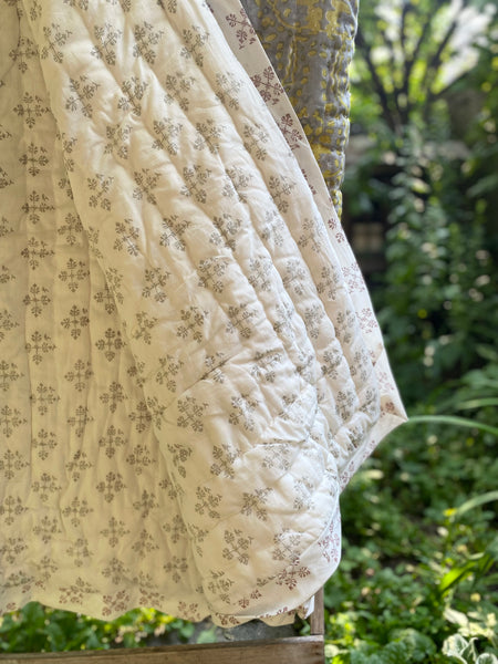 Saturna<br> Colour Lichen/Smoke<br> Hand stitched Quilt