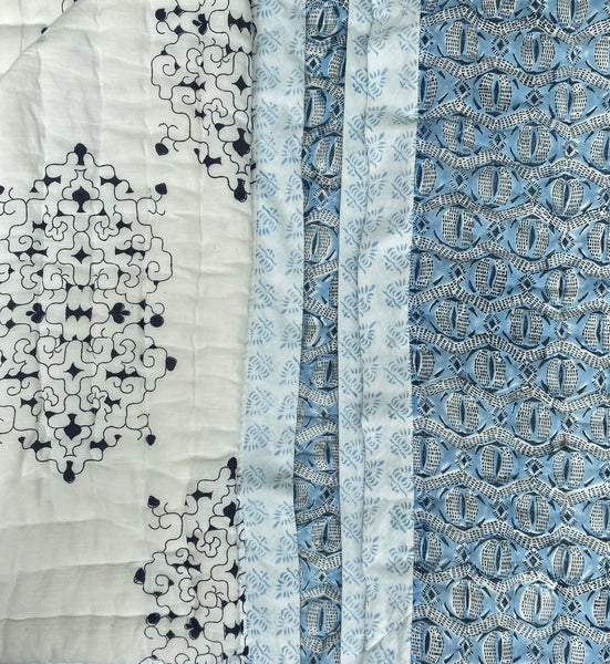 New! Notch <br> Colour Blue Fin/Slate <br> Hand Stitched Quilt