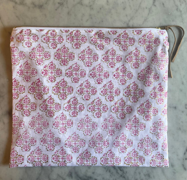 Carry All Pouch<br> Suzani Flower <br> Fuchsia/Gold Leaf
