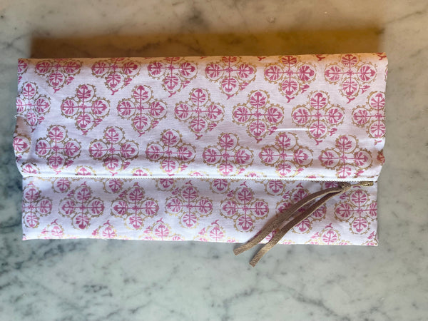 Carry All Pouch<br> Suzani Flower <br> Fuchsia/Gold Leaf