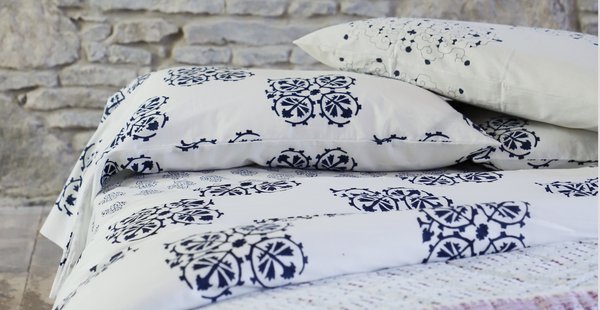Suzani Flower Large col. Indigo <br> Duvet Cover & Shams