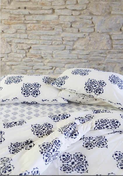 Suzani Flower Large col. Indigo <br> Duvet Cover & Shams