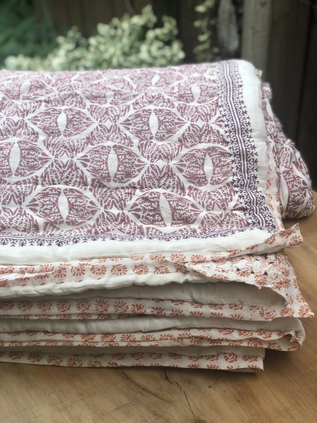 Tahlequah <br> Hand-stitched Quilt<br> Colour<br> Clay Earth/Plum